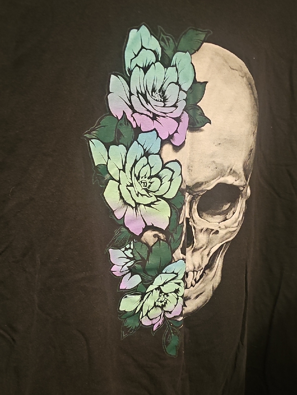 Floral Skull Short Sleeve Tee - Black - Picture 1 of 1
